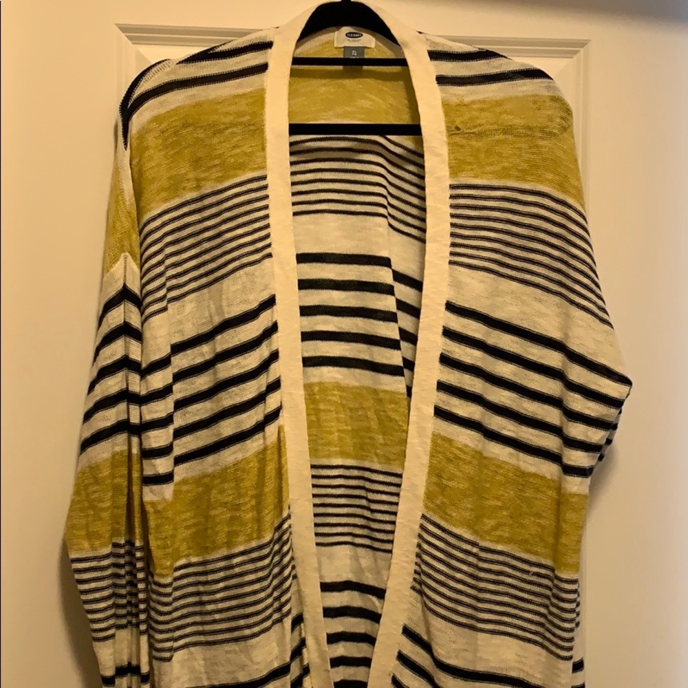 Old Navy Navy and Mustard Open Cardigan